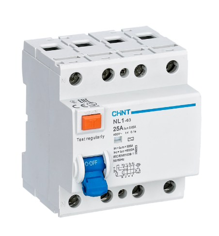Residual Current Circuit Breaker CHINT NL1-63 4P 25A